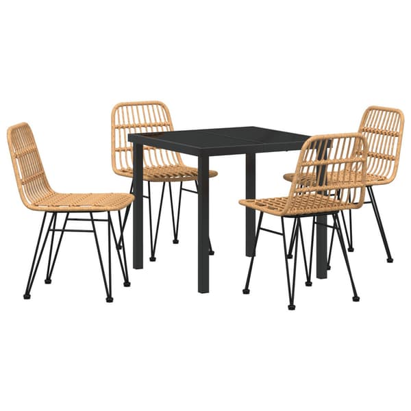 Trädgårdsmöbelset 5 pcs Brun Pulverlackerat stål