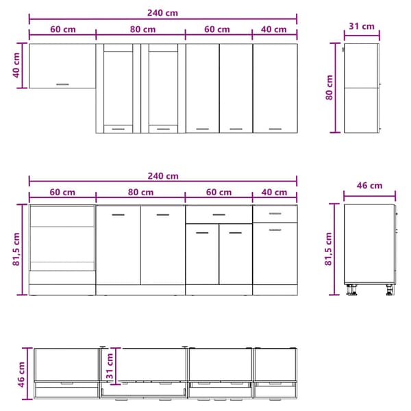 Köksenhet LYON 8 pcs Rökt ek Konstruerat trä