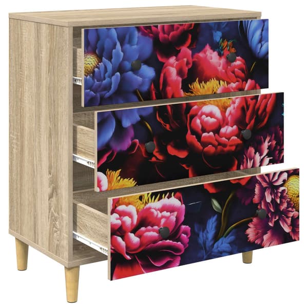 Kommode KIEL Mörk piontryck 66 x 36,5 x 75 cm Konstruerat trä