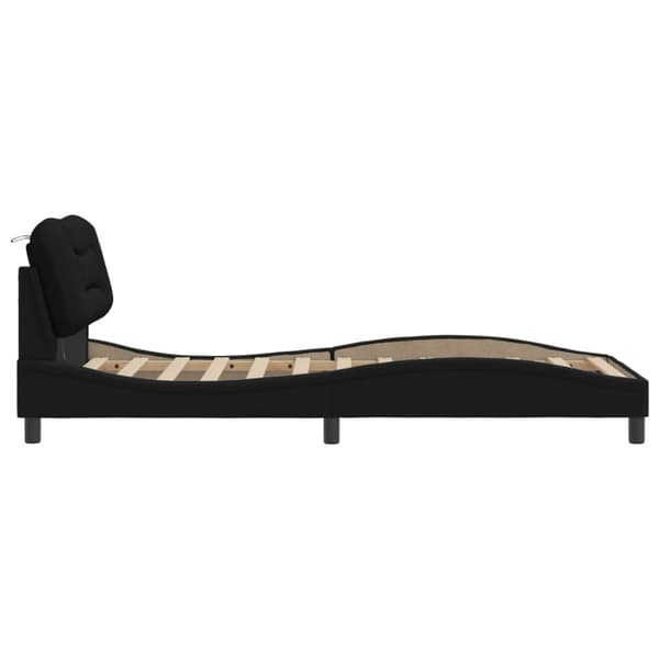 Bed Frame with LED without Mattress "Hvar" Black 90x200 cm Fabric