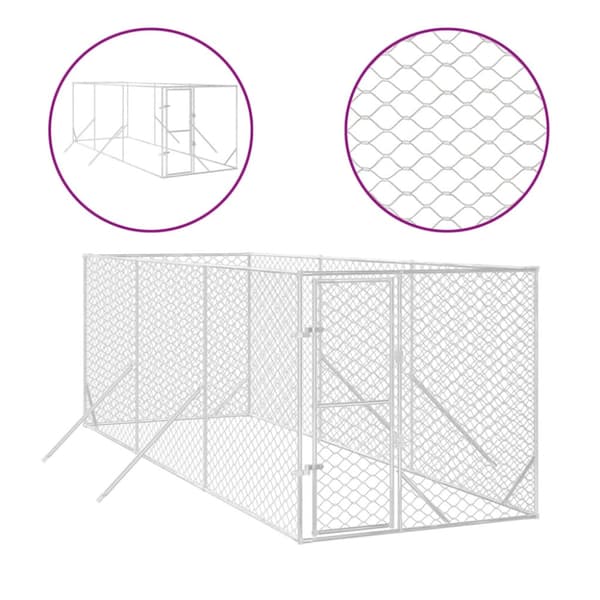 Hundgård för utomhusbruk silver 2x6x2 m galvaniserat stål