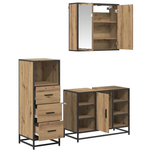 Badrumsmöbelset med låda 3 pcs Artisan Ek Konstruerat trä