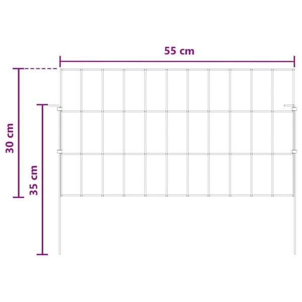 Trädgårdsstängsel med pålar 12 pcs 55 x 30 cm Mesh Silver