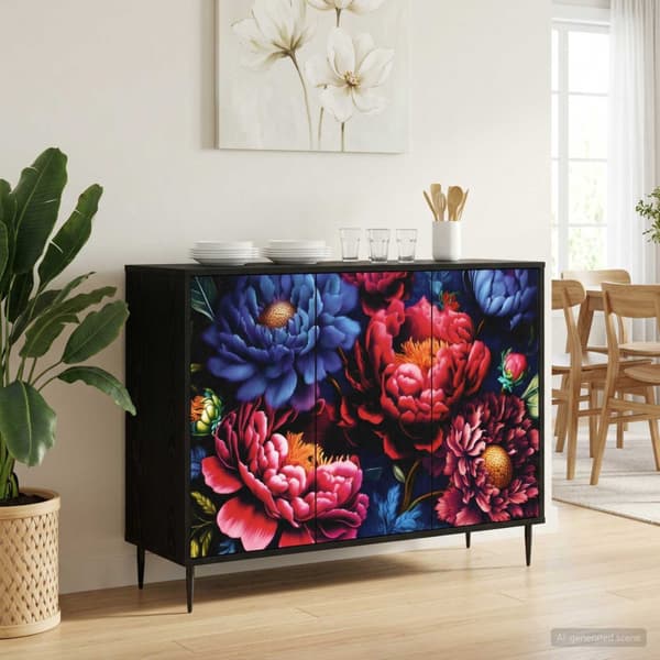 Sideboard KIEL Svart ek 102 x 33 x 76 cm Konstruerat trä