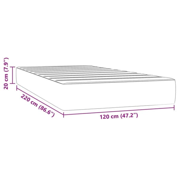 Pocketresårmadrass medium rosa 120x220x20 cm sammet