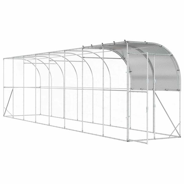 Hönshus mot Vägg Silver 800 x 150 x 215 cm Galvaniserat stål