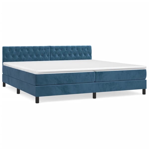 Ramsäng med madrass mörkblå 200x200 cm sammet