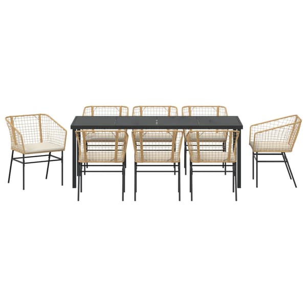 Trädgårdsmöbelset 9 pcs Brun konstrotting