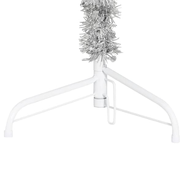 Smal halv plastgran med stativ silver 240 cm