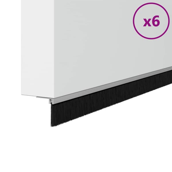 Självhäftande dörrborstlist 6 pcs Silver 100 cm