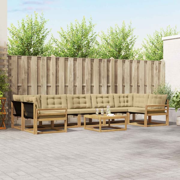 Utomhussoffset 8 pcs Vit och Beige 79 x 79 x 37 cm