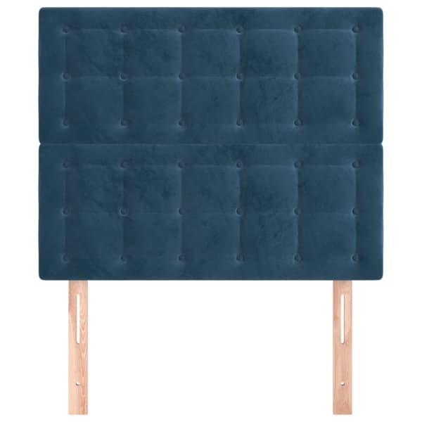 Sänggavel mörkblå 100x5x118/128 cm sammet