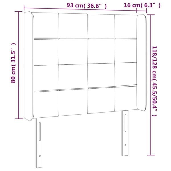 Sänggavel LED mörkgrön 93x16x118/128 cm sammet