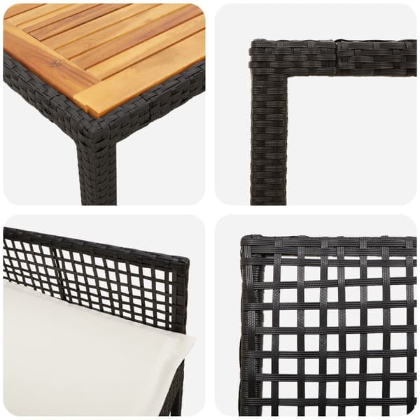 Trädgårdsmöbelset 7 pcs Svart konstrotting