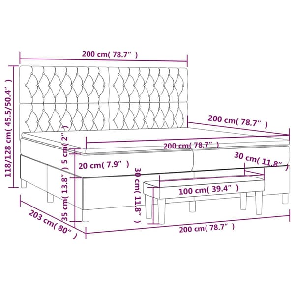 Ramsäng med madrass mörkgrön 200x200 cm sammet