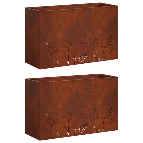 Trädgårdsplanterare 2 st Rostig 80 x 20 x 49 cm