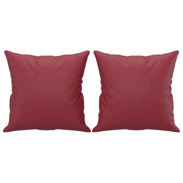 2-sits soffa med prydnadskuddar vinröd 120 cm konstläder