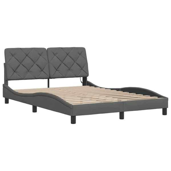 Bed Frame with LED without Mattress Dark Grey 120x200 cm Fabric