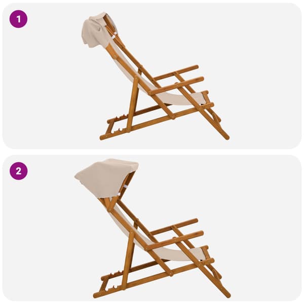 Deck Chair 3 Position Massiv Eukalyptus Trä Beige