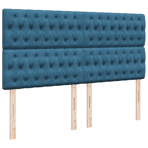 Ottoman sängram med madrasser mörkblå 180x200 cm sammet