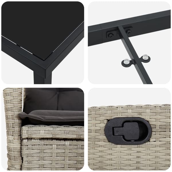 Trädgårdsmöbelset med kudde 9 pcs Ljusgrå konstrotting