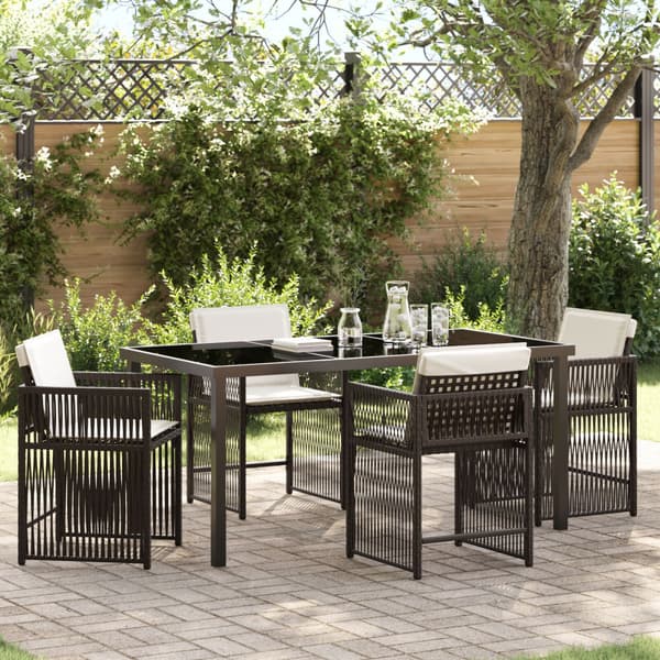 Trädgårdsmöbelset 5 pcs Brun konstrotting