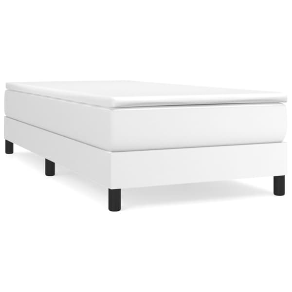 Boxspring-sängram vit 90x190 cm konstläder