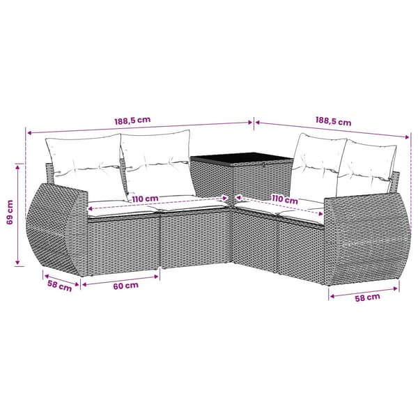 Soffset 5 st Beige och Ljusgrå Poly Rattan och stål