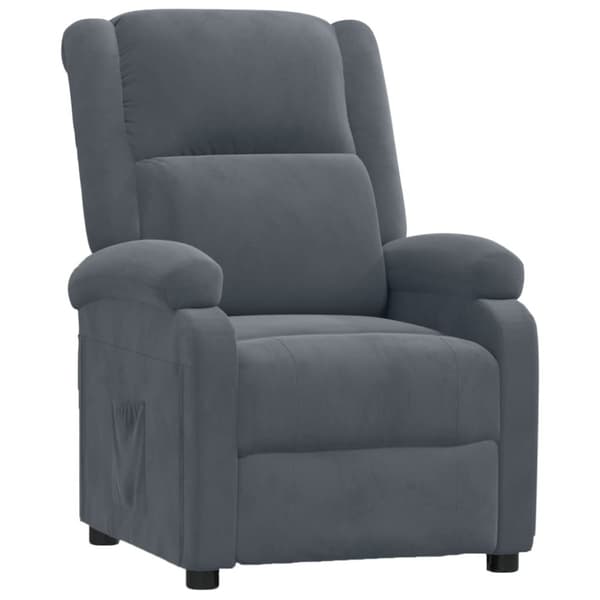 Reclinerfåtölj mörkgrå sammet