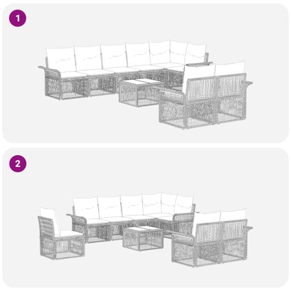 Trädgårdsoffset 9 pcs Svart konstrotting