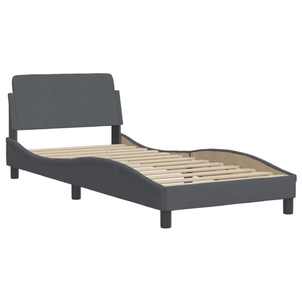 Bed Frame "Dover" Dark Grey 90x200 cm Velvet