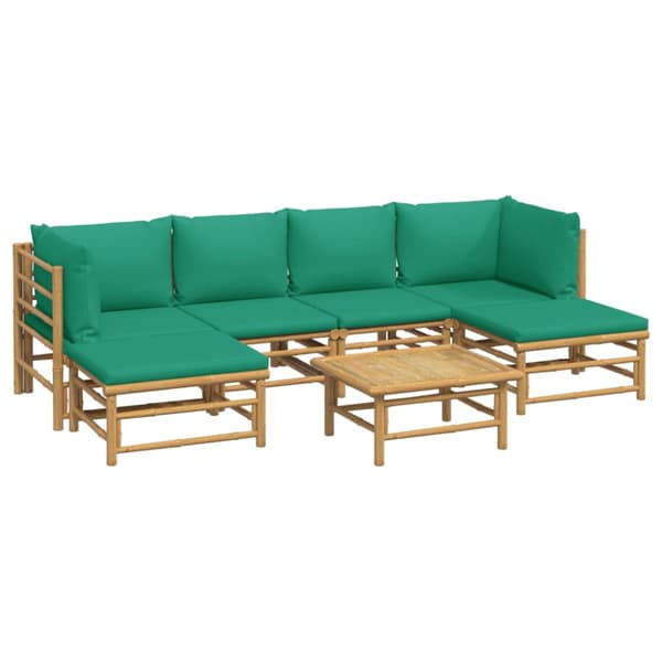 Loungegrupp 7 delar gröna dynor bambu