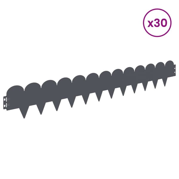 Kant för gräsmatta 30 pcs 103 x 15 cm Stål Antracit
