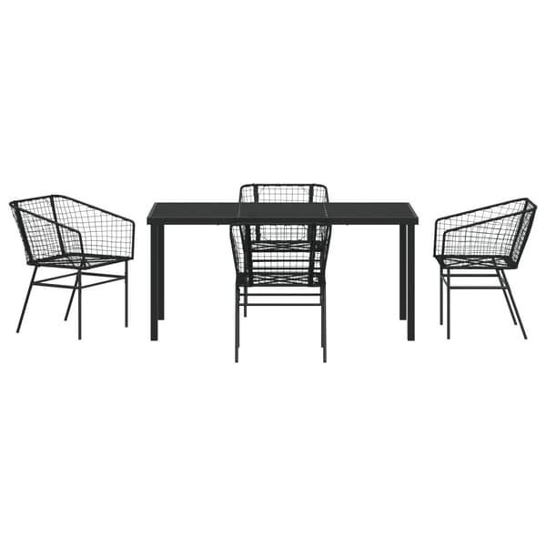 Trädgårdsmöbelset 5 pcs Svart konstrotting