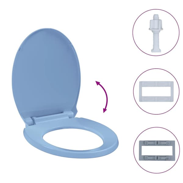 Toalettsits mjuk stängning blå oval