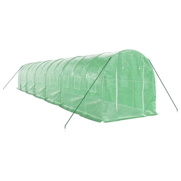Växthus med stålram grön 24 m² 12x2x2 m