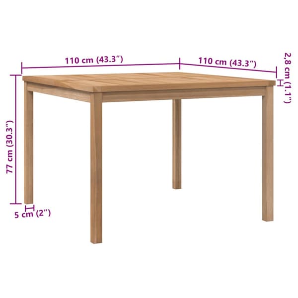 Trädgårdsbord 110x110x77 cm massiv teak