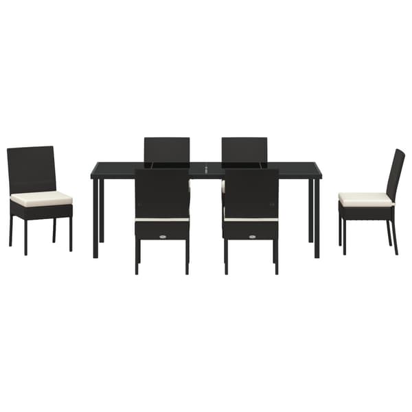 Trädgårdsmöbelset 7 pcs Svart Pulverlackerat stål