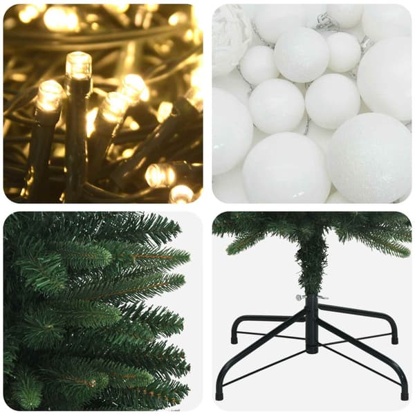 Smal konstgjord julgran med julkulor 150 cm 150 LED-lampor