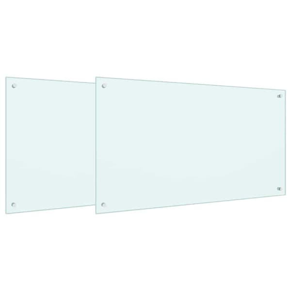 Köksskydd 2 pcs Vit 100 x 60 cm härdat glas
