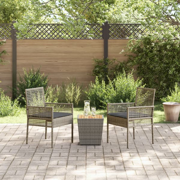 Trädgårds Bistro Set 3 pcs Grå konstrotting