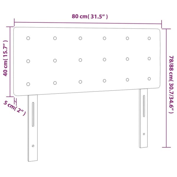 Sänggavel LED mörkgrå 80x5x78/88 cm sammet