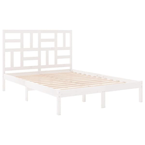 Sängram vit massivt trä 140x190 cm