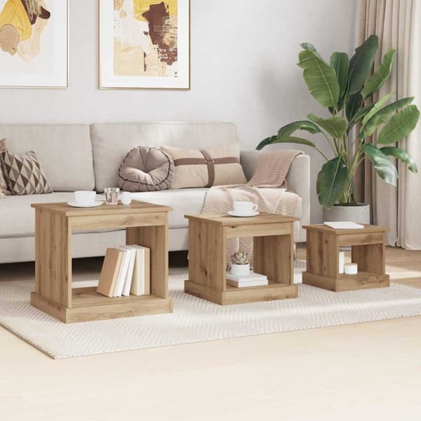 Kaffeebord 3 pcs Artisan Ek Konstruerat trä