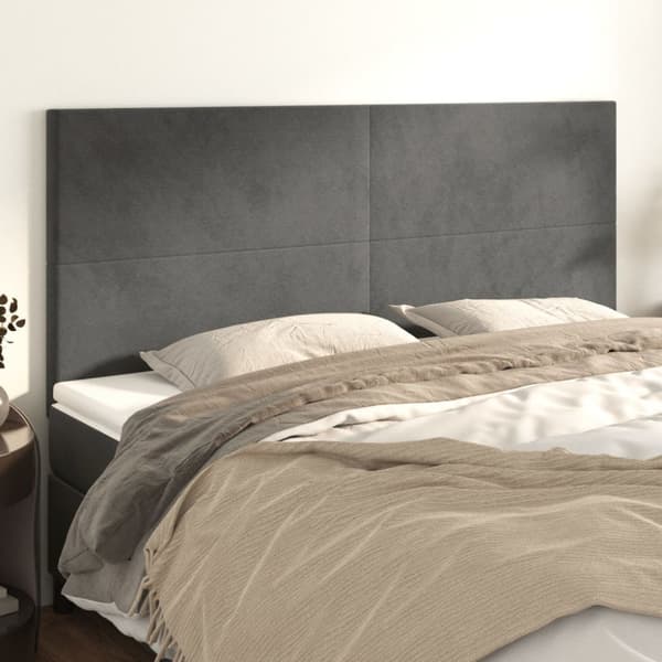 Sänggavel mörkgrå 160x5x118/128 cm sammet