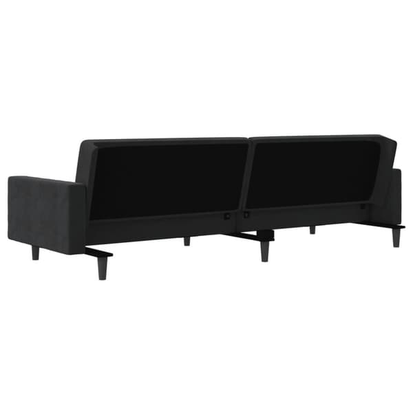 Bäddsoffa 2-sits med två kuddar svart sammet