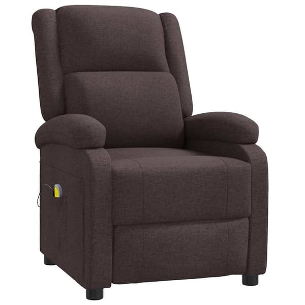 Massagefåtölj mörkbrun tyg