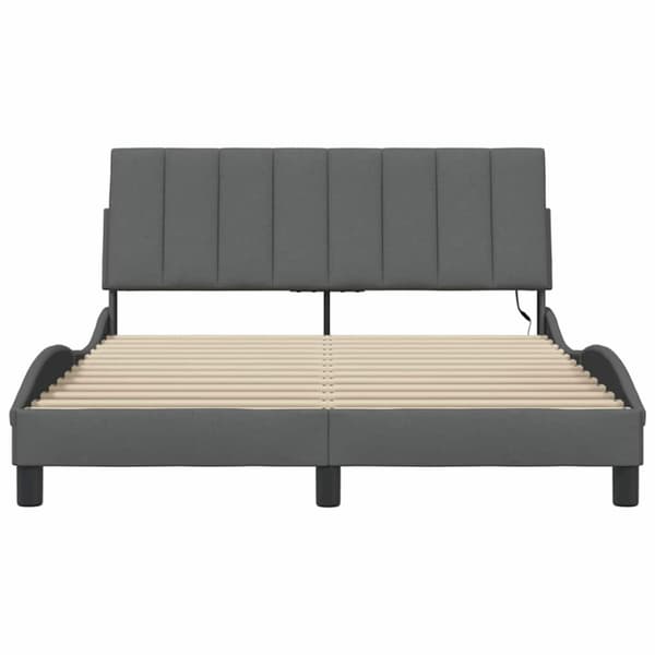 Bed Frame without Mattress "Hanko" Dark Grey 140x200cm Fabric