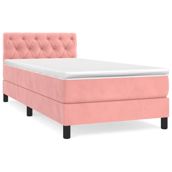 Ramsäng med madrass rosa 80x200 cm sammet