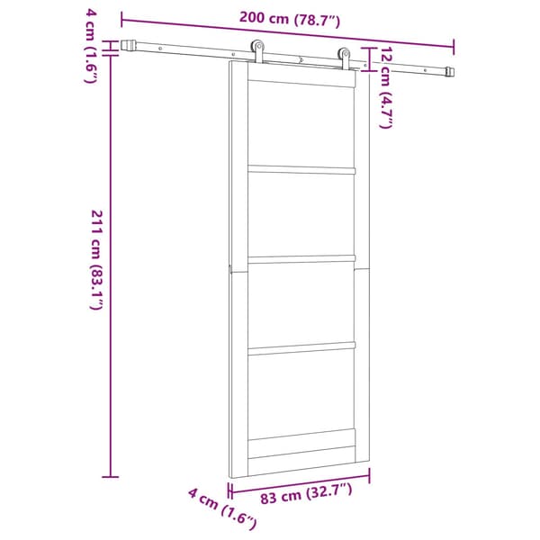 Skjutdörr 83 x 211 cm Konstruerat trä Vit